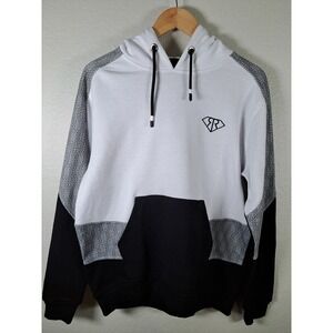 Rich & Rotten Mens Colorblock Monogram Hoodie Black White Grey Medium